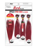 PRISTINE Red Bundle Straight& Body Wave - 3PCS+ HD 4X4 Closure